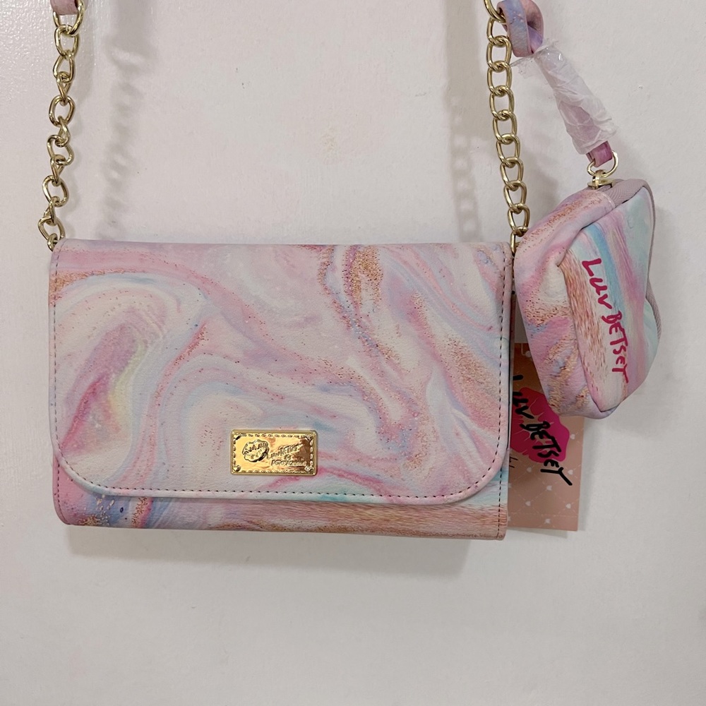 NWT Betsy Johnson purse & attached mini pouch